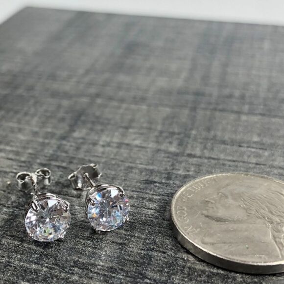 COPY - Sterling Silver 4mm Diamond stud earrings - Picture 6 of 6